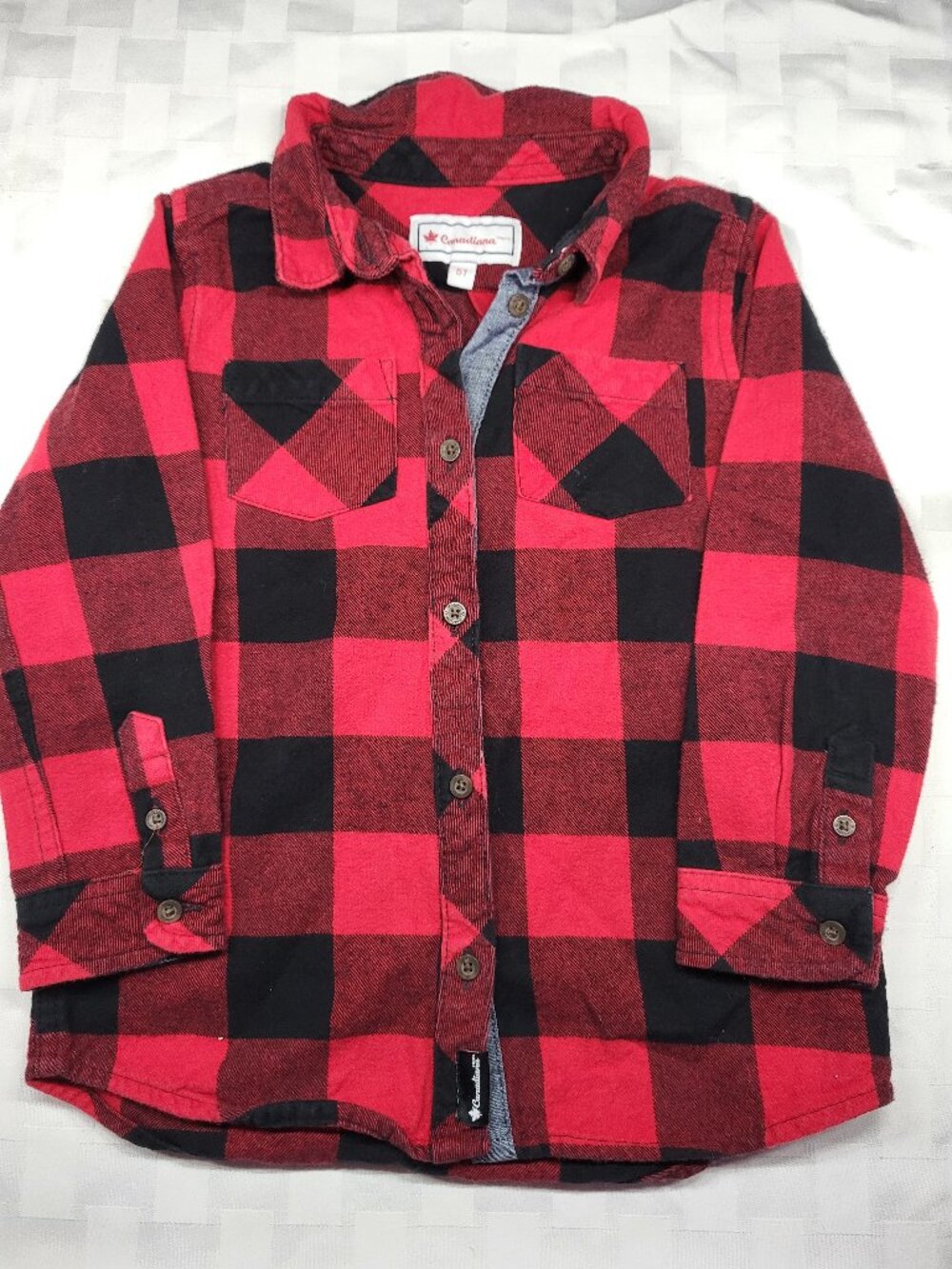 Canadiana Kids Plaid Long Sleeved Button Down Shirt Size 5T
